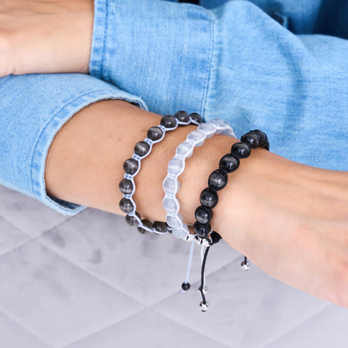 Charbon | Argent | Bracelet Cheshire Glass Charmballa